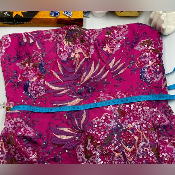 🆕 DRESS THE POPULATION 🧿 NWT Camilla Sequin Floral Strapless Mini Dress - Sz M - Picture 15 of 16